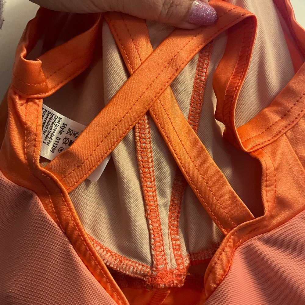 Weissman Balera Orange Halter Fringe Bodysuit size 10/12 Dance Halloween Dressup - Picture 4 of 7